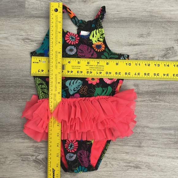 Cat & Jack Black Multicolor 1 Piece Tulle Skirted Tutu Girl's Swim Suit Size 3T - Picture 5 of 7